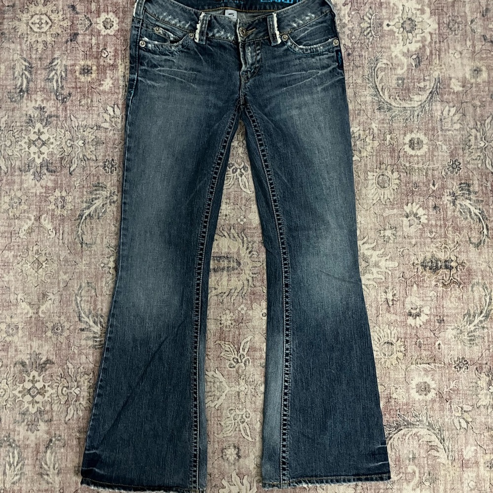 Silver Carina flare jeans Y2K